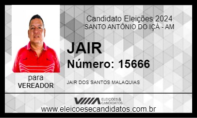 Candidato JAIR 2024 - SANTO ANTÔNIO DO IÇÁ - Eleições