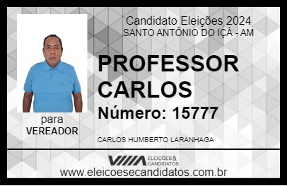 Candidato PROFESSOR CARLOS 2024 - SANTO ANTÔNIO DO IÇÁ - Eleições