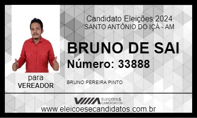 Candidato BRUNO DE SAI 2024 - SANTO ANTÔNIO DO IÇÁ - Eleições