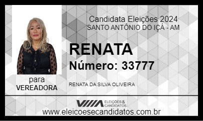 Candidato RENATA 2024 - SANTO ANTÔNIO DO IÇÁ - Eleições