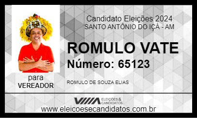 Candidato ROMULO VATE 2024 - SANTO ANTÔNIO DO IÇÁ - Eleições