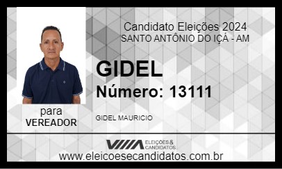 Candidato GIDEL 2024 - SANTO ANTÔNIO DO IÇÁ - Eleições