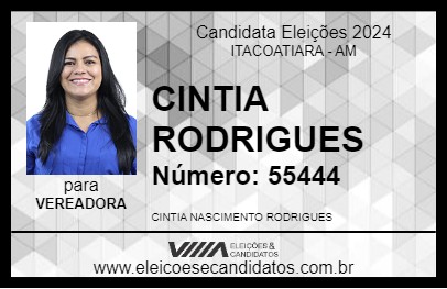 Candidato CINTIA RODRIGUES 2024 - ITACOATIARA - Eleições