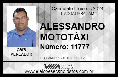 Candidato ALESSANDRO MOTOTÁXI 2024 - ITACOATIARA - Eleições