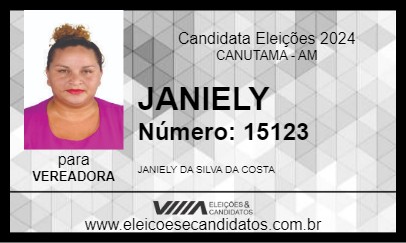 Candidato JANIELY 2024 - CANUTAMA - Eleições