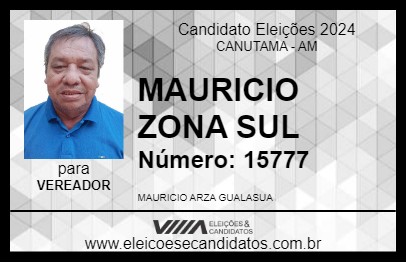 Candidato MAURICIO ZONA SUL 2024 - CANUTAMA - Eleições