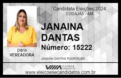 Candidato JANAINA DANTAS 2024 - CODAJÁS - Eleições