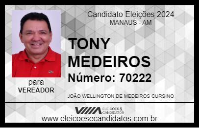 Candidato TONY MEDEIROS 2024 - MANAUS - Eleições