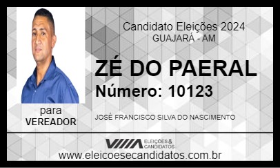 Candidato ZÉ DO PAERAL 2024 - GUAJARÁ - Eleições