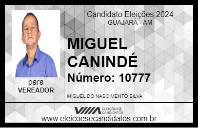 Candidato MIGUEL CANINDÉ 2024 - GUAJARÁ - Eleições