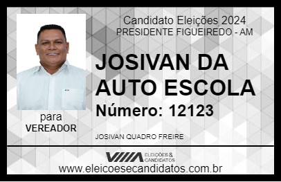 Candidato JOSIVAN DA AUTO ESCOLA 2024 - PRESIDENTE FIGUEIREDO - Eleições