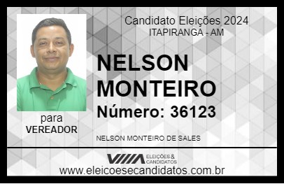 Candidato NELSON MONTEIRO 2024 - ITAPIRANGA - Eleições