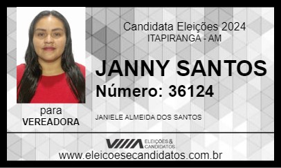 Candidato JANNY SANTOS 2024 - ITAPIRANGA - Eleições