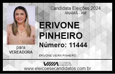 Candidato ERIVONE PINHEIRO 2024 - ANAMÃ - Eleições