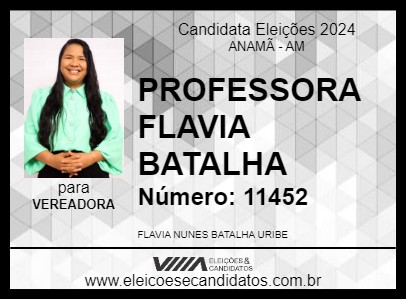 Candidato PROFESSORA FLAVIA BATALHA 2024 - ANAMÃ - Eleições