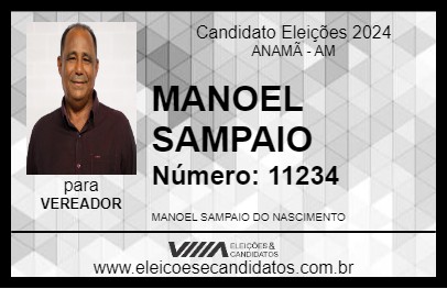 Candidato MANOEL SAMPAIO 2024 - ANAMÃ - Eleições