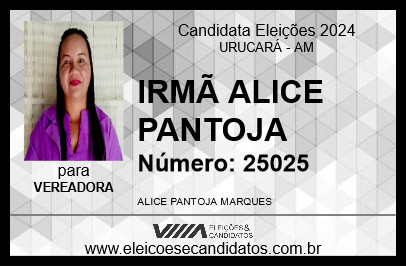 Candidato IRMÃ ALICE PANTOJA 2024 - URUCARÁ - Eleições