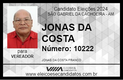 Candidato JONAS DA COSTA 2024 - SÃO GABRIEL DA CACHOEIRA - Eleições