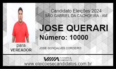 Candidato JOSE QUERARI 2024 - SÃO GABRIEL DA CACHOEIRA - Eleições