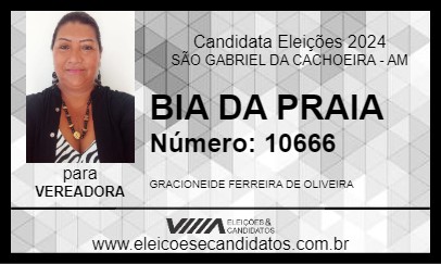 Candidato BIA DA PRAIA 2024 - SÃO GABRIEL DA CACHOEIRA - Eleições