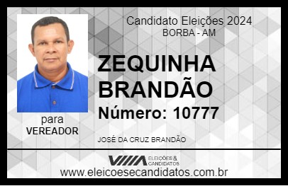 Candidato ZEQUINHA BRANDÃO 2024 - BORBA - Eleições