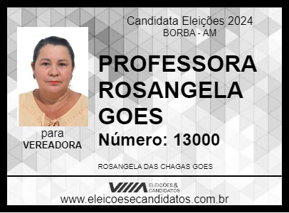 Candidato PROFESSORA ROSANGELA GOES 2024 - BORBA - Eleições