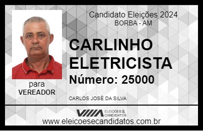 Candidato CARLINHO ELETRICISTA 2024 - BORBA - Eleições