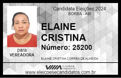 Candidato ELAINE CRISTINA 2024 - BORBA - Eleições