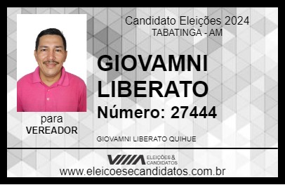 Candidato GIOVAMNI LIBERATO 2024 - TABATINGA - Eleições