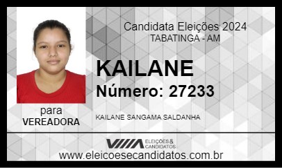 Candidato KAILANE 2024 - TABATINGA - Eleições