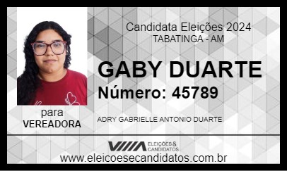 Candidato GABY DUARTE 2024 - TABATINGA - Eleições