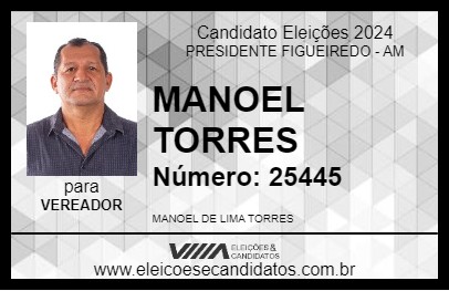 Candidato MANOEL TORRES 2024 - PRESIDENTE FIGUEIREDO - Eleições