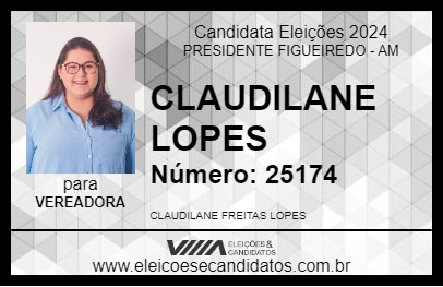 Candidato CLAUDILANE LOPES 2024 - PRESIDENTE FIGUEIREDO - Eleições