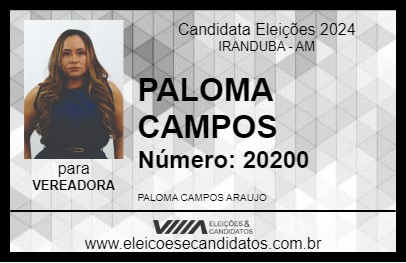 Candidato PALOMA CAMPOS 2024 - IRANDUBA - Eleições