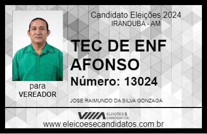 Candidato TEC DE ENF AFONSO 2024 - IRANDUBA - Eleições