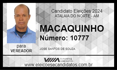 Candidato MACAQUINHO 2024 - ATALAIA DO NORTE - Eleições