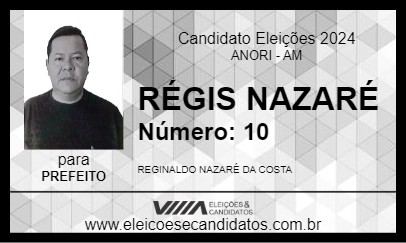 Candidato RÉGIS NAZARÉ 2024 - ANORI - Eleições