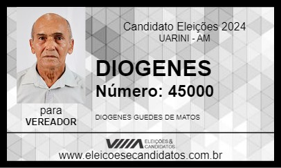 Candidato DIOGENES 2024 - UARINI - Eleições