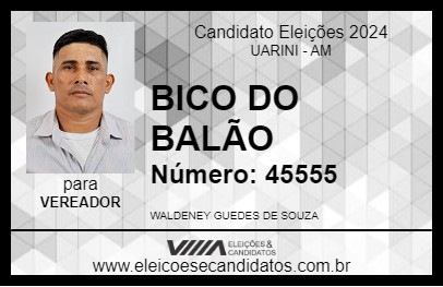 Candidato BICO DO BALÃO 2024 - UARINI - Eleições