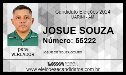 Candidato JOSUE SOUZA 2024 - UARINI - Eleições