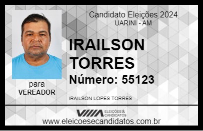 Candidato IRAILSON TORRES 2024 - UARINI - Eleições