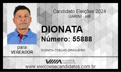 Candidato DIONATA 2024 - UARINI - Eleições