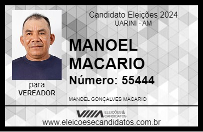 Candidato MANOEL MACARIO 2024 - UARINI - Eleições