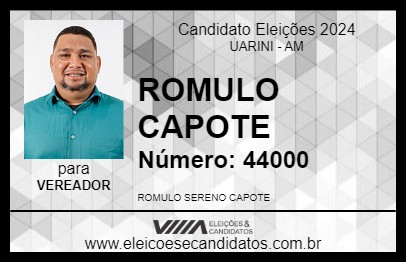 Candidato ROMULO CAPOTE 2024 - UARINI - Eleições