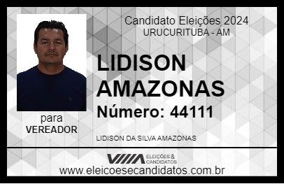 Candidato LIDISON AMAZONAS 2024 - URUCURITUBA - Eleições