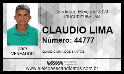 Candidato CLAUDIO LIMA 2024 - URUCURITUBA - Eleições