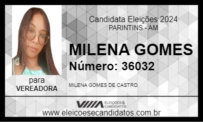 Candidato MILENA GOMES 2024 - PARINTINS - Eleições