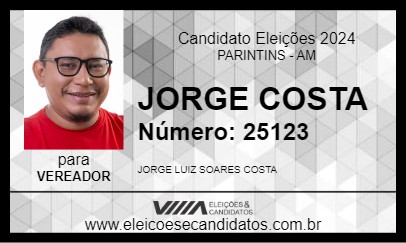 Candidato JORGE COSTA 2024 - PARINTINS - Eleições