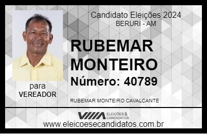 Candidato RUBEMAR MONTEIRO 2024 - BERURI - Eleições