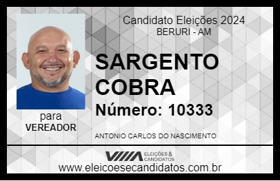 Candidato SARGENTO COBRA 2024 - BERURI - Eleições